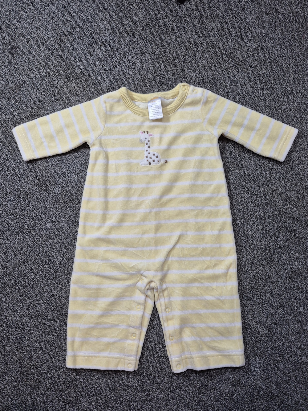 Gymboree Baby Giraffe Velour Romper Yellow Stripe 3-6 Months One Piece